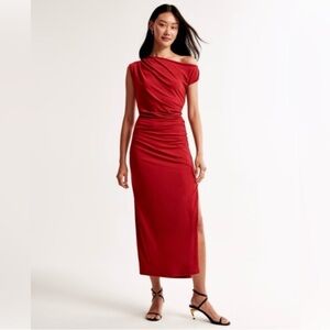 Abercrombie Asymmetrical Draped Red Maxi Dress NWT size M